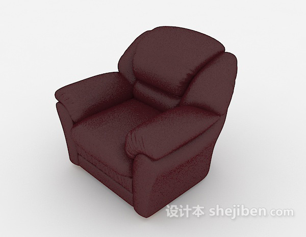 设计本简约暗红色单人沙发3d模型下载