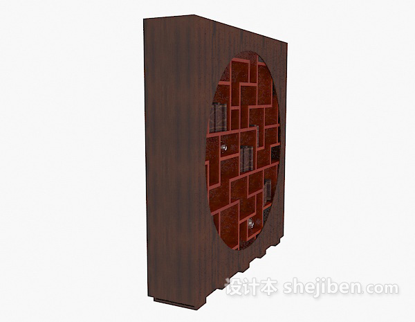 设计本实木中式书柜3d模型下载