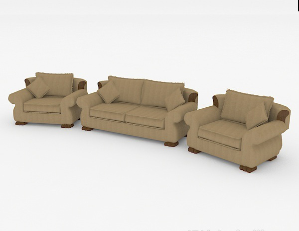 现代风格简约现代木质组合沙发3d模型下载