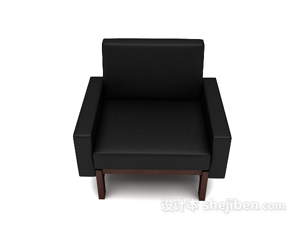 现代风格家居黑色休闲单人沙发3d模型下载
