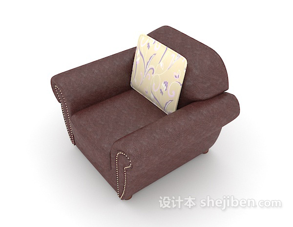 设计本现代暗红色单人沙发3d模型下载