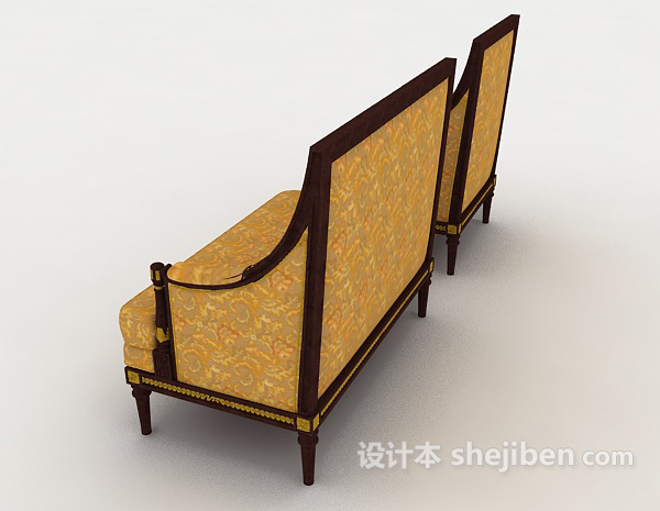设计本金色欧式沙发凳3d模型下载