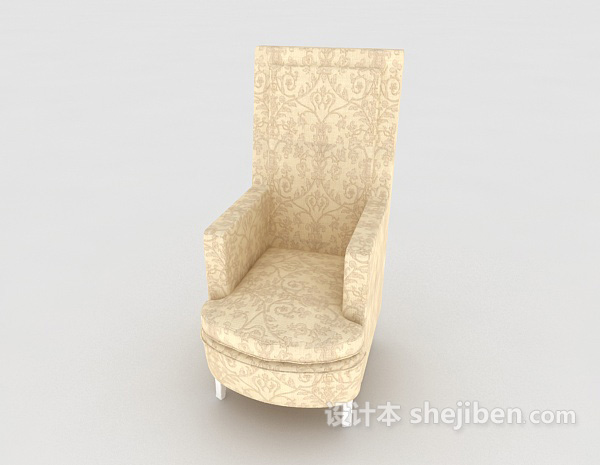 免费欧式黄色花纹单人沙发3d模型下载
