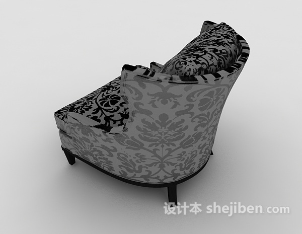 设计本欧式风格花纹单人沙发3d模型下载