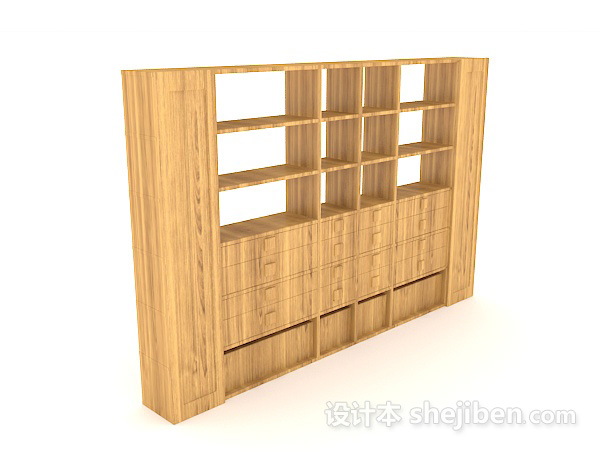 木质简约展示柜3d模型下载