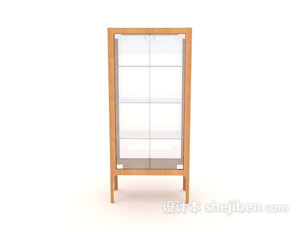 现代风格简单木质书柜3d模型下载