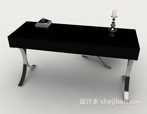 设计本现代个性黑色桌椅组合3d模型下载