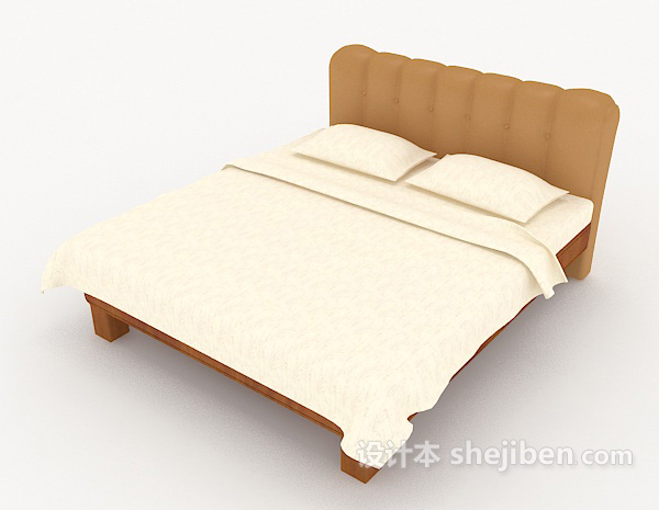 免费简单现代家居双人床3d模型下载