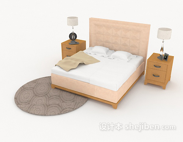 免费简单双人床3d模型下载