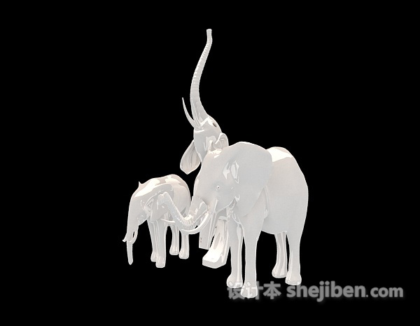 设计本陶瓷大象摆设品3d模型下载