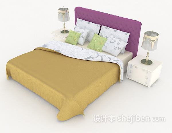 免费家居个性休闲双人床3d模型下载