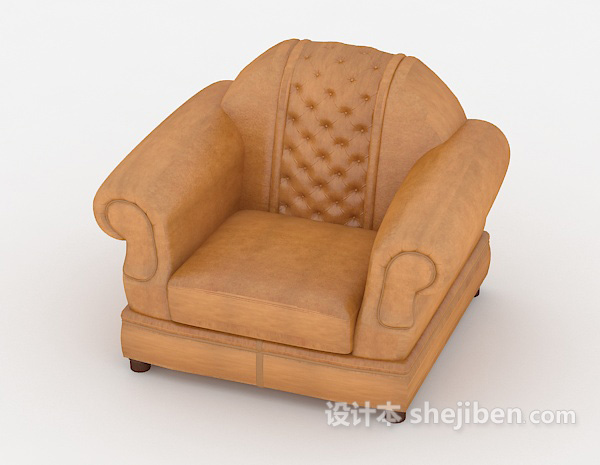 免费黄色皮质单人沙发3d模型下载