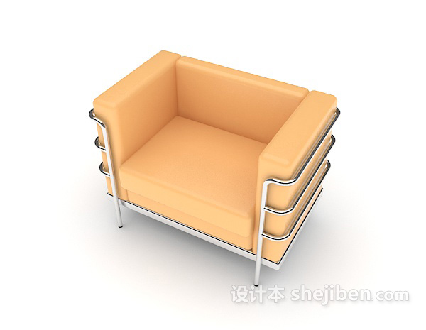 免费简约休闲橙色椅子3d模型下载