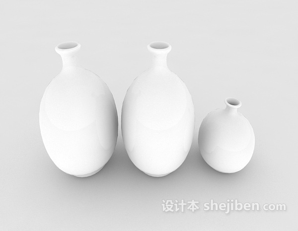现代风格白色陶瓷瓶3d模型下载
