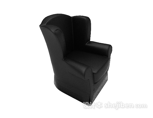 设计本现代黑色简单居家沙发3d模型下载