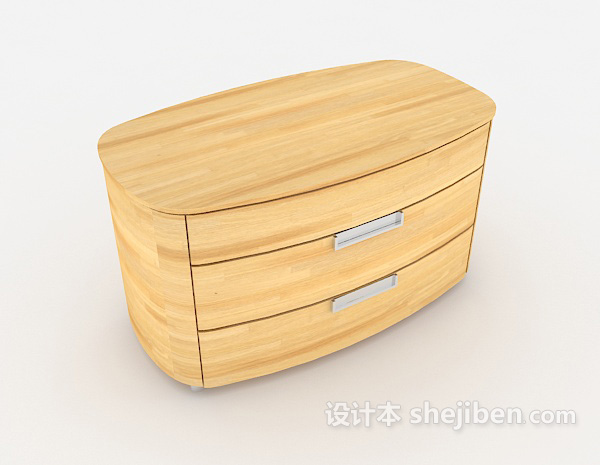 浅黄木质床头柜3d模型下载