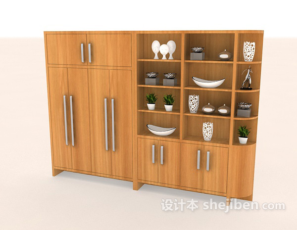 免费现代简约木质柜3d模型下载