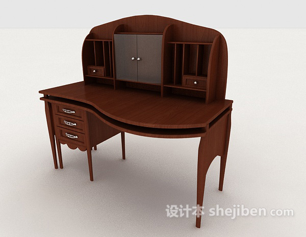 复古木质书桌3d模型下载