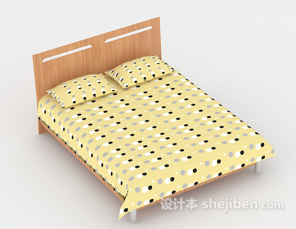 居家简单实用双人床3d模型下载