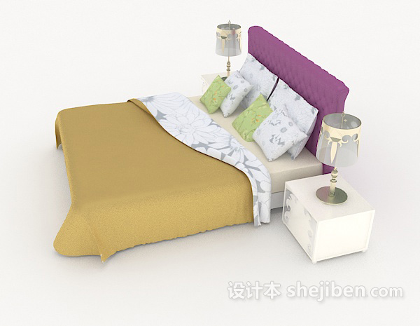 设计本家居个性休闲双人床3d模型下载