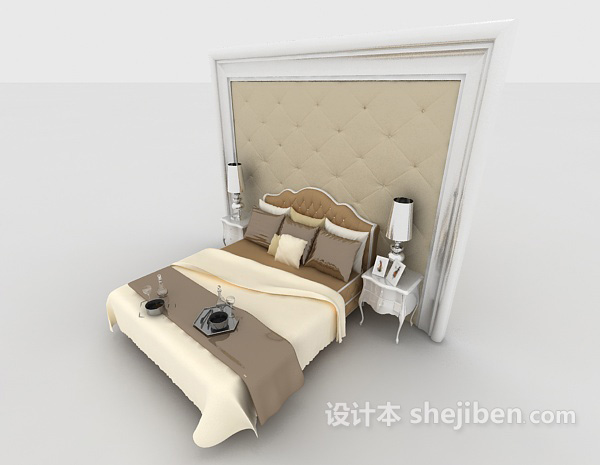 欧式风格简约家居双人床3d模型下载