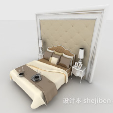 欧式风格简约家居双人床3d模型下载