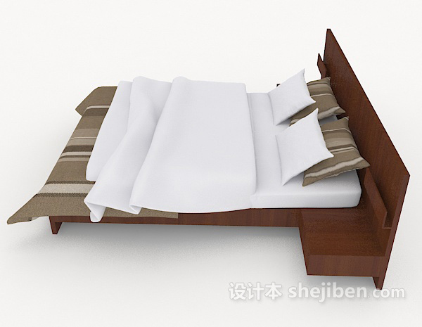 免费简单现代双人床3d模型下载