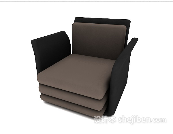 现代风格个性简约黑灰色单人沙发3d模型下载