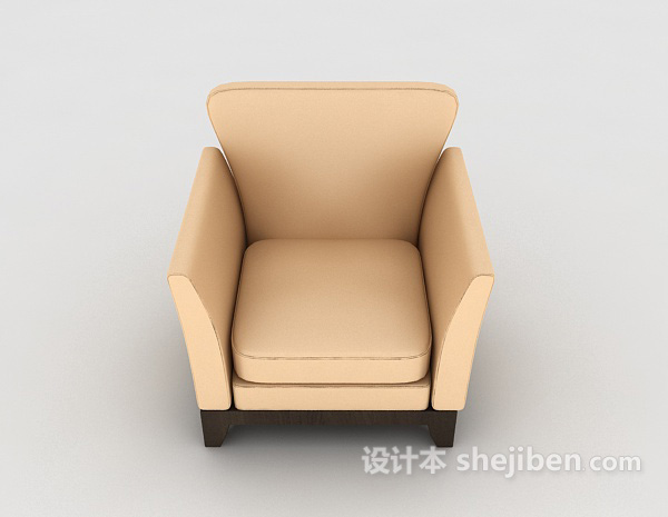 免费休闲间距棕色单人沙发3d模型下载