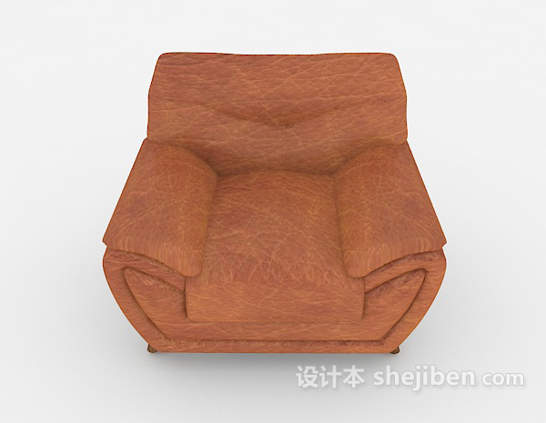 现代风格家居棕色皮质单人沙发3d模型下载