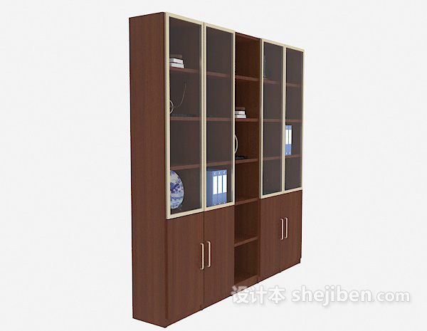 现代风格木质展示柜3d模型下载