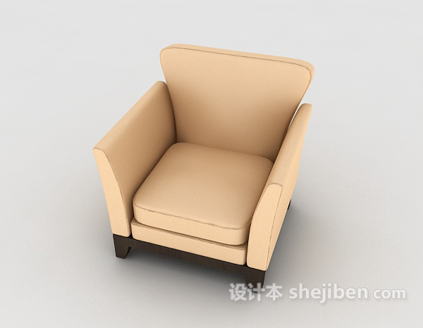 休闲间距棕色单人沙发3d模型下载
