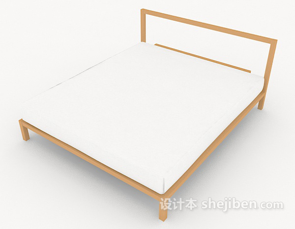免费木质白色双人床3d模型下载