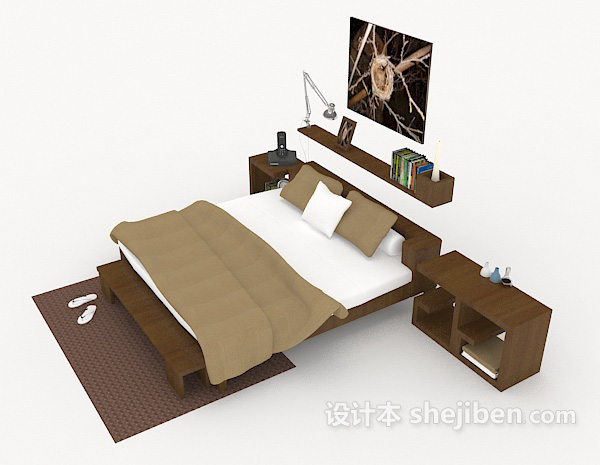 设计本便捷式双人床3d模型下载