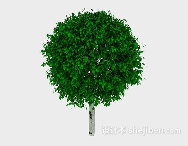 现代风格圆形绿树3d模型下载