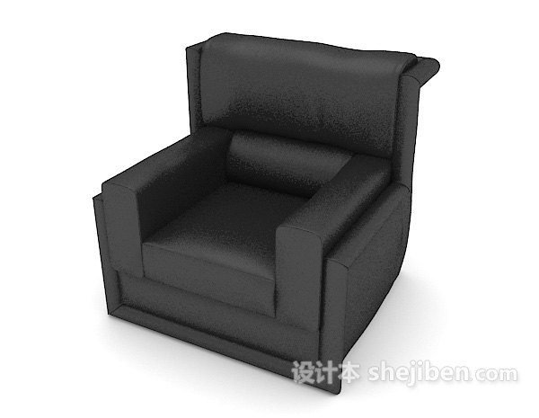 免费商务黑色单人沙发3d模型下载