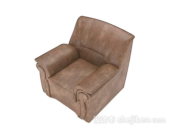 免费棕色皮质单人沙发3d模型下载