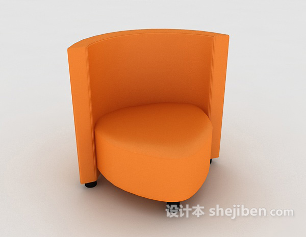 设计本黄色现代简约单人沙发3d模型下载