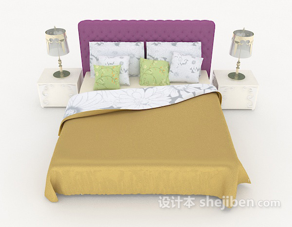 现代风格家居个性休闲双人床3d模型下载