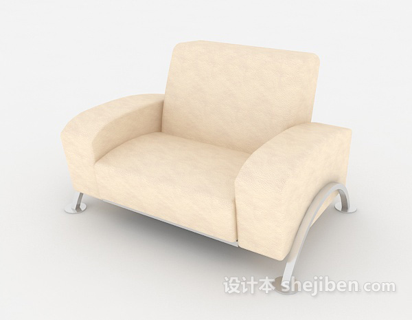 设计本米黄色家居单人沙发3d模型下载