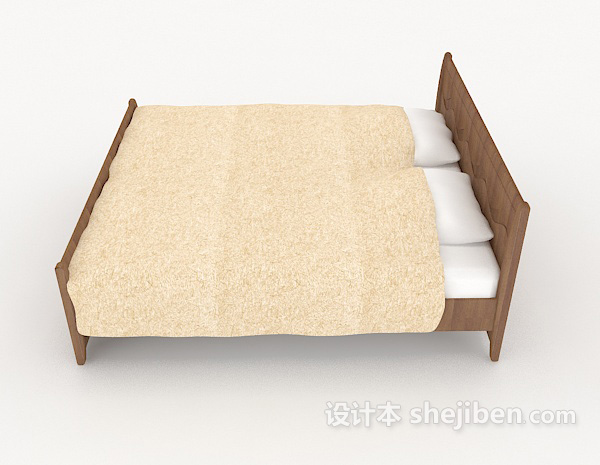 设计本木质家居休闲双人床3d模型下载