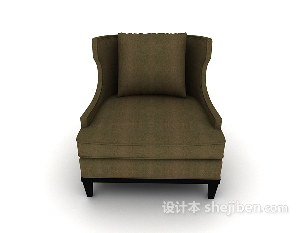 欧式风格欧式简约灰棕色单人沙发3d模型下载