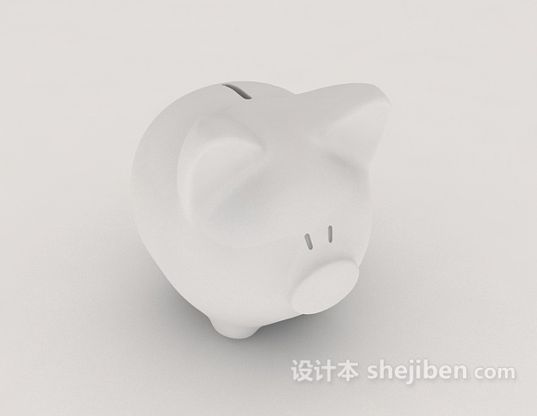 免费白色小猪存钱罐3d模型下载