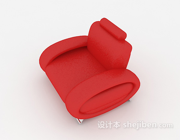 设计本现代红色单人沙发3d模型下载