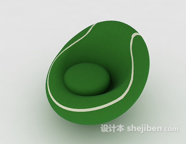 免费绿色个性单人沙发3d模型下载