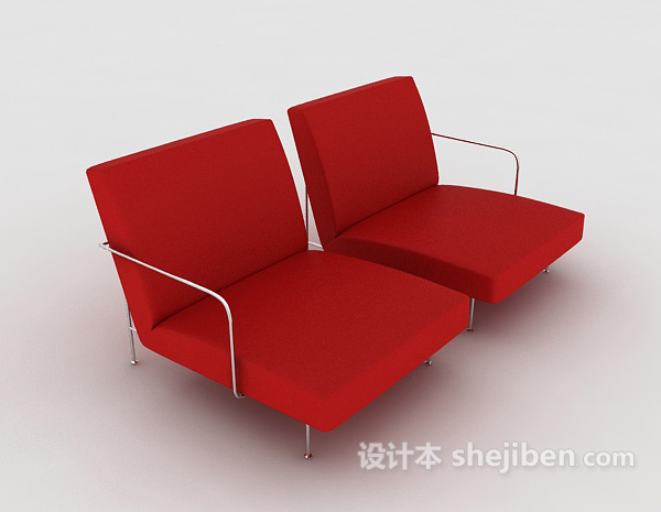 设计本红色简单家居沙发3d模型下载