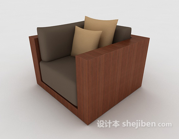木质个性单人沙发3d模型下载