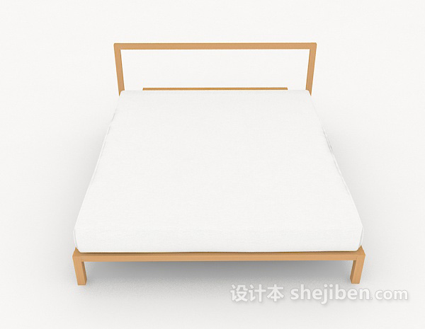 现代风格木质白色双人床3d模型下载
