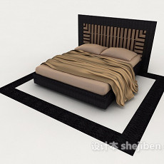 家居型简单双人床3d模型下载