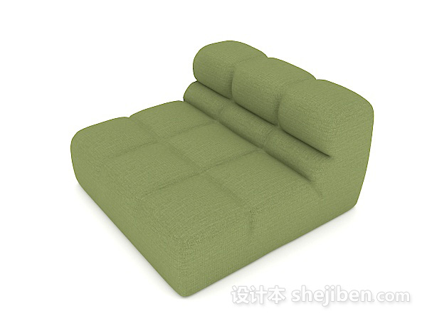 设计本绿色方形休闲单人沙发3d模型下载